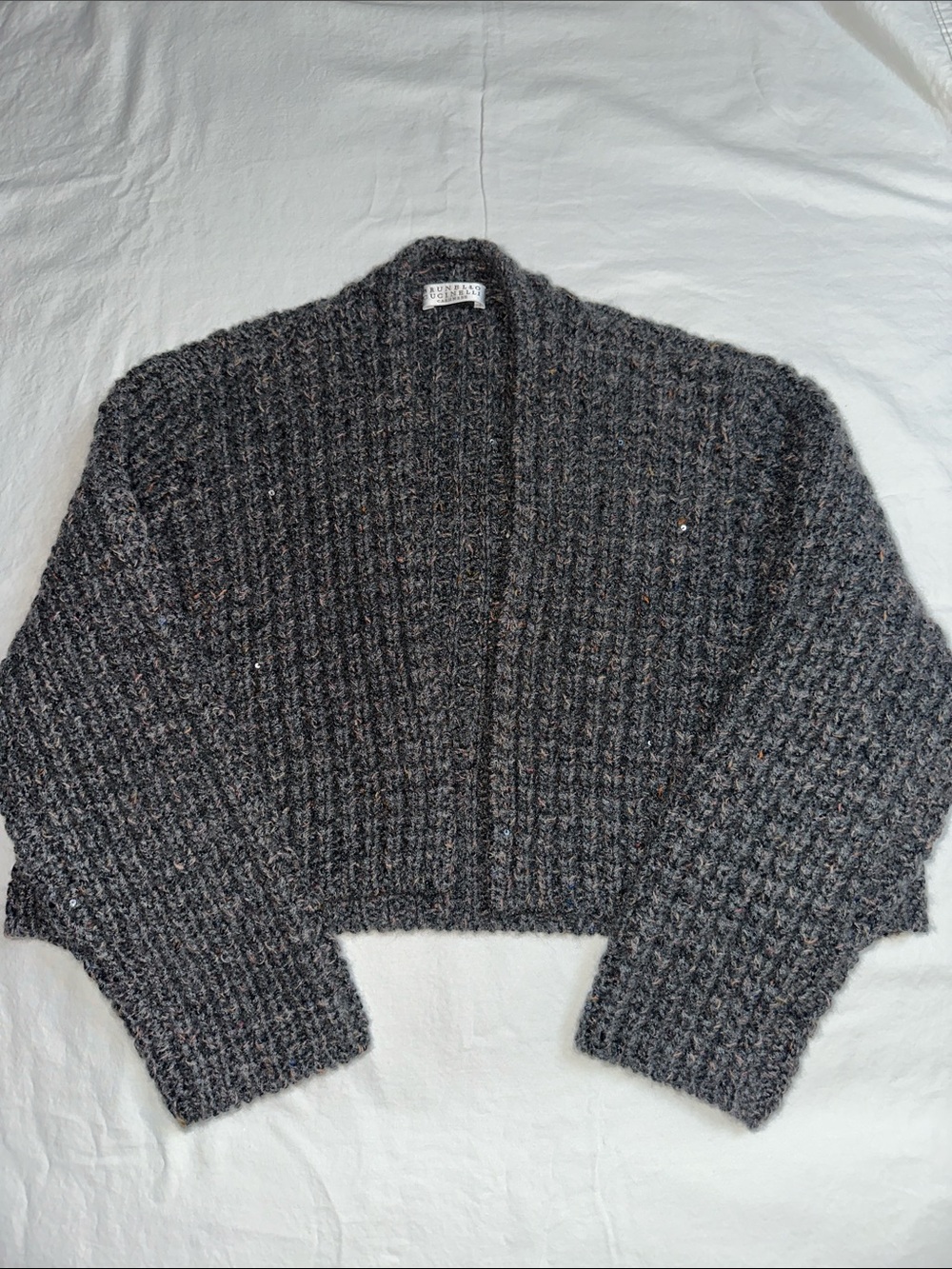 Brunello Cucinelli Crop Chunky Cashmere Open Front Cardigan Size L